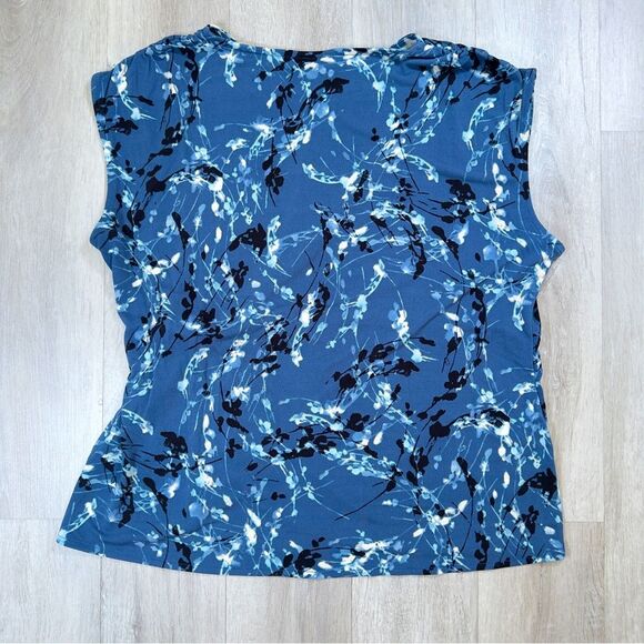 Printed Twist Knot Cap Sleeve Top 0X - Picture 4 of 4